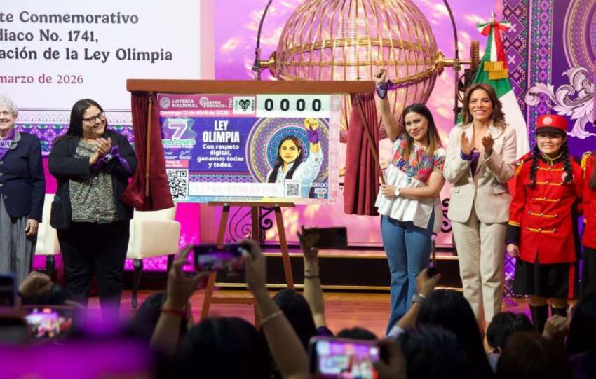 Lotería Nacional muestra billete conmemorativo por aniversario de la aprobación de la Ley Olimpia